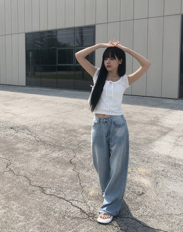 Aker Hood Washing Wide Denim Pants